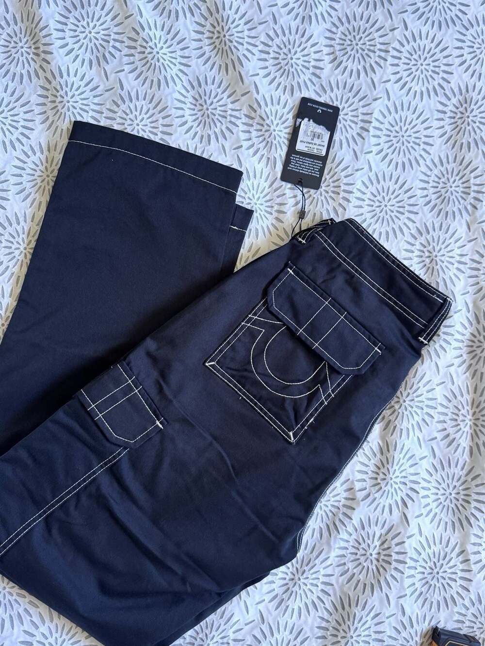 True Religion Baggy Cargo Pants Jet Black Men’s 30
